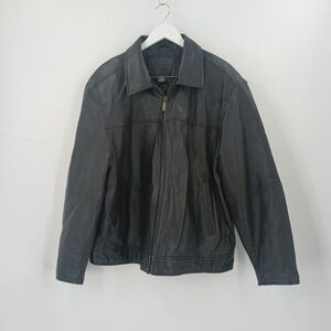 Saddlebred Leather Jacket Mens XL Black Bomber Flight Classic Aesthetic